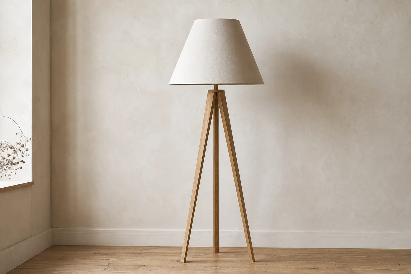 Lampadaire Trépied Bois & Lin — Série 23